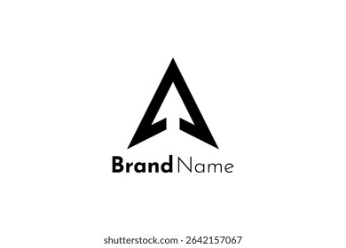 Simple Arrow Up Logotype. Geometric Arrow Shape Line Style isolated on Background. Vector logo design template elements suitable for business and branding.