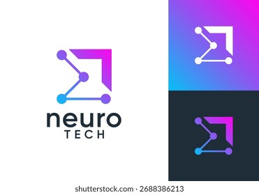 Logotipo simple de la neurona de la flecha. Concepto de diseño del símbolo de la tecnología de la conexión	
