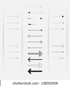 Simple arrow pictogram set. Colection of modern, minimalistic contemporary arrow style. Vector can be used for infographic.