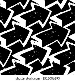 Simple arrow seamless pattern. Arrows pattern backdrop on blackboard.  For book covers, wallpapers, graphic art, wrapping paper and textile design. Vector illustration