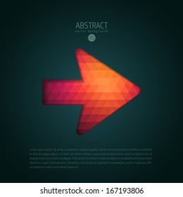 simple arrow sign of modern creative three pattern on dark background way isolated black abstract background scene edge right digital leader performance trendy angle mark darkness site business lighti