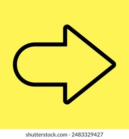 simple arrow symbol, line vector isolated on yellow background. trendy and modern design