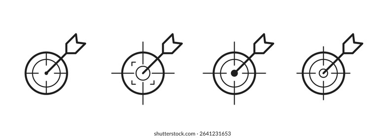 Simple Arrow Target Icon Set – Minimal Line Style for Focus and Precision Goals