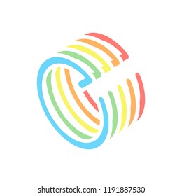 Simple arrow, update, reload, clockwise direction, forward. Navigation icon. Linear symbol with thin line. One line style. Stack of colorful isometric icons on white background