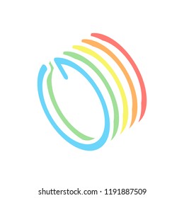 Simple arrow, update, reload, counterclockwise direction, backward. Navigation icon. Linear symbol with thin line. One line style. Stack of colorful isometric icons on white background