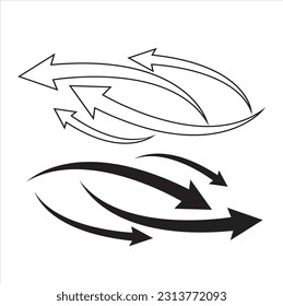 Simple arrows collection in black color on a white background for website design, flat style, arrow icon 