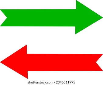 Las flechas simples son iconos verdes y rojos. Flechas modernas. Diseño vectorial reemplazable.