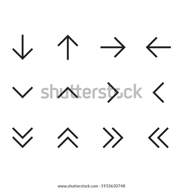Simple Arrows Icon Set Line Arrows Stock Vector (Royalty Free) 1933630748