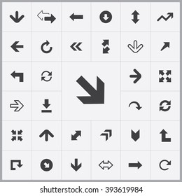 Simple Arrows icons set. Universal Arrows icon to use for web and mobile UI, set of basic UI Arrows elements