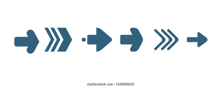 Simple arrows isolated on white. Flat icons set. Blue arrows for your projects.