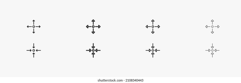 Simple arrows for scaling and resize. Vector linear button