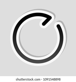 Simple arrows, update, reload, clockwise direction. Navigation icon. Simple arrow, backward. Navigation icon. Linear symbol with thin line. One line style. Sticker style with white border