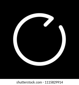 Simple arrows, update, reload, clockwise direction. Navigation icon. Simple arrow, backward. Navigation icon. Linear symbol with thin line. One line style. White icon on black background. Inversion