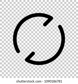 Simple arrows, update, reload. Navigation icon. Simple arrow, backward. Navigation icon. Linear symbol with thin line. One line style. On transparent background.