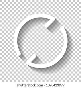 Simple arrows, update, reload. Navigation icon. Simple arrow, backward. Navigation icon. Linear symbol with thin line. One line style. White icon with shadow on transparent background