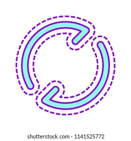 Simple arrows, update, reload. Navigation icon. Linear symbol with thin line. One line style. Colored sketch with dotted border on white background