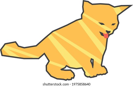 A simple art of abstract cat with some striped pattern and strange expression