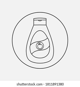 simple art black line smooth dessert template. container apple syrup drip icon & outline honey mash vector flat design symbol. contour puree bottle tube sauce isolated. Rosh Hashanah white background 
