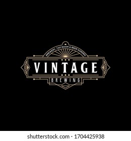 simple art deco brewing vintage logo design set template