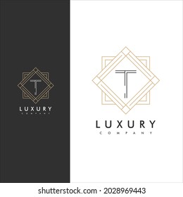 letra art deco simple T, elementos de plantilla de identidad de diseño premium