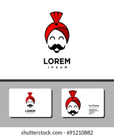 simple art of guru head logo and business card