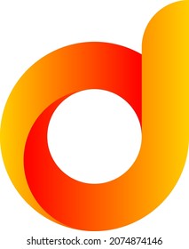 Arte simple de la letra d con gradientes en letras de colores dorados y amarillos