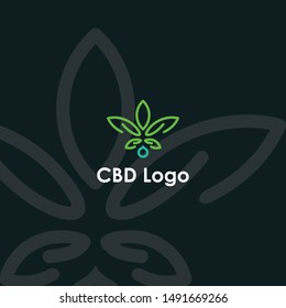 Simple Art Line CBD Logo Icon Design Template