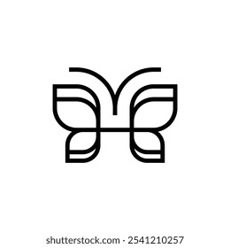 simple art line, flying butterfly, beauty logo design