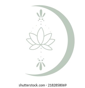 Simple Art Of Lotus, Moon And Other Aesthetic Details. Self Care Logo