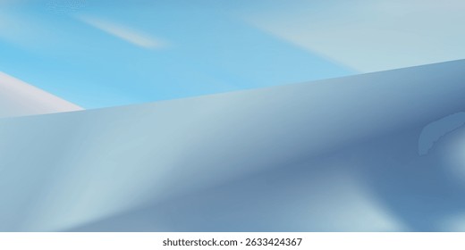 Simple art modern blue white gradient studio background pattern. Abstract luxurious sparkling light. Shiny walls and floors. Flat metal. 