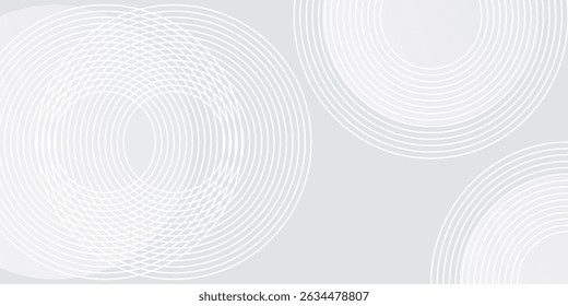 Simple art nice abstract white glowing geometric lines on gray background. Modern shiny blue circle simple art design
