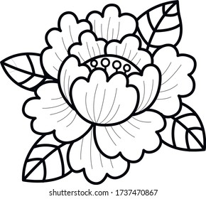 simple art peony  flower vector design  