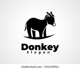 Simple art silhouette donkey horse stand logo icon symbol design illustration inspiration