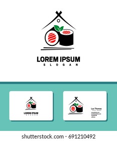 simple art of sushi house logo and business card