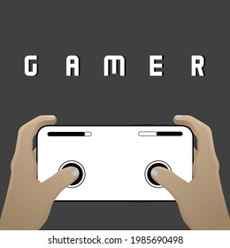 Simple art vector gamer are playing games with smartphones from the top view