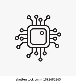 Simple artificial intelligence related line icon. Processor line vector icon for websites.Mini CPU Icon Flat Style. CPU vector sign.