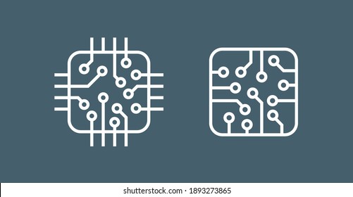 Einfaches Symbol für künstliche Intelligenz. Prozessor-Linie Vektorsymbol für Websites.Mini CPU Icon flacher Stil. CPU-Vektorzeichen.