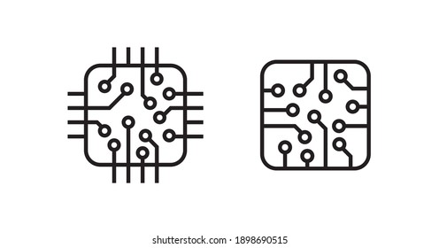 Simple artificial intelligence related line icon. Processor line vector icon for websites.Mini CPU Icon Flat Style. CPU vector sign.
