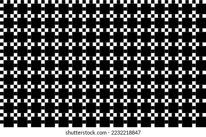 Simple artistic checkered abstract vector pattern. Seamless black and white background. Suitable for fabric, wallpaper, banner, cover, card, backdrop, publication, and prints. 