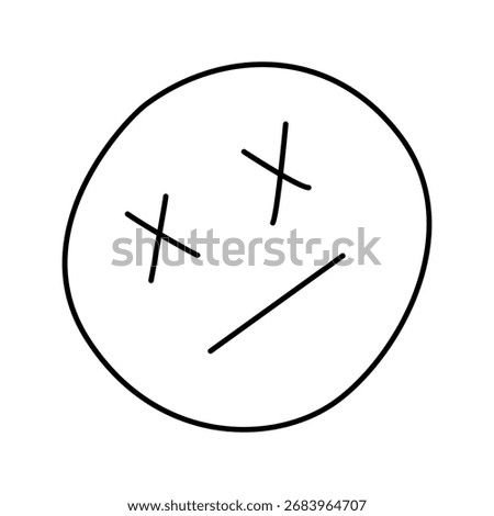 Simple Artistic Doodle of a Face with Crossed-Out Eyes