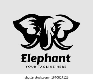 simple artistic elephant head face drawing art logo design illustration
