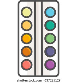 Simple artistic and hobby Vector Flat Icon. Classic watercolors for painting. Flat style icon. 48x48 Pixel Perfect.
