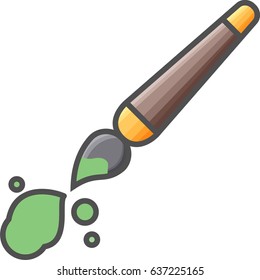 Simple artistic and hobby Vector Flat Icon. Classic round brush with color on the tip. Flat style icon. 48x48 Pixel Perfect.
