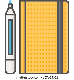 Simple artistic and hobby Vector Flat Icon. Classic marker with sketchbook for drawing. Flat style icon. 48x48 Pixel Perfect.

