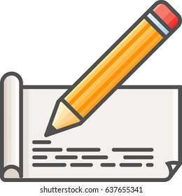 Simple artistic and hobby Vector Flat Icon. Drawing paper with pencil. Flat style icon. 48x48 Pixel Perfect.
