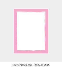 a simple, artistic representation of a picture frame. The frame is outlined in a soft pink color with a slightly textured, brushstroke effect, qiving it a hand-drawn appearance.