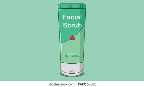 Sencillas Artes Cosméticas Scrub Facial Artículos Con Tema Verde