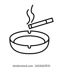 Simples cinzeiro e ícone de cigarro. Vetor.