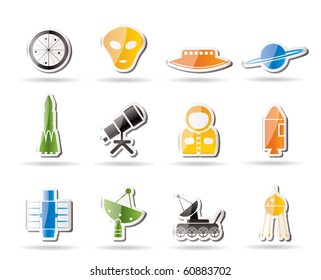 Simple Astronautics and Space Icons - Vector Icon Set 2