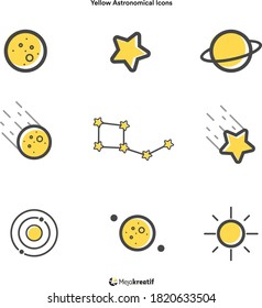Juego simple de iconos planos astronómicos 